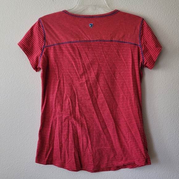 Kuhl Striped Short Sleeve Shirt Striped V Neck Buttons - Picture 2 of 7